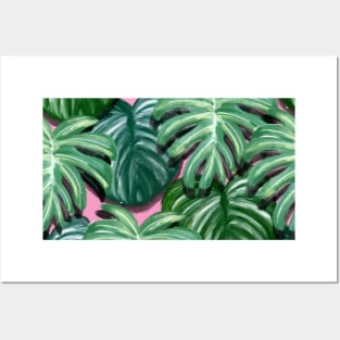 Modern Jungle Monstera Leaf Pattern Posters and Art